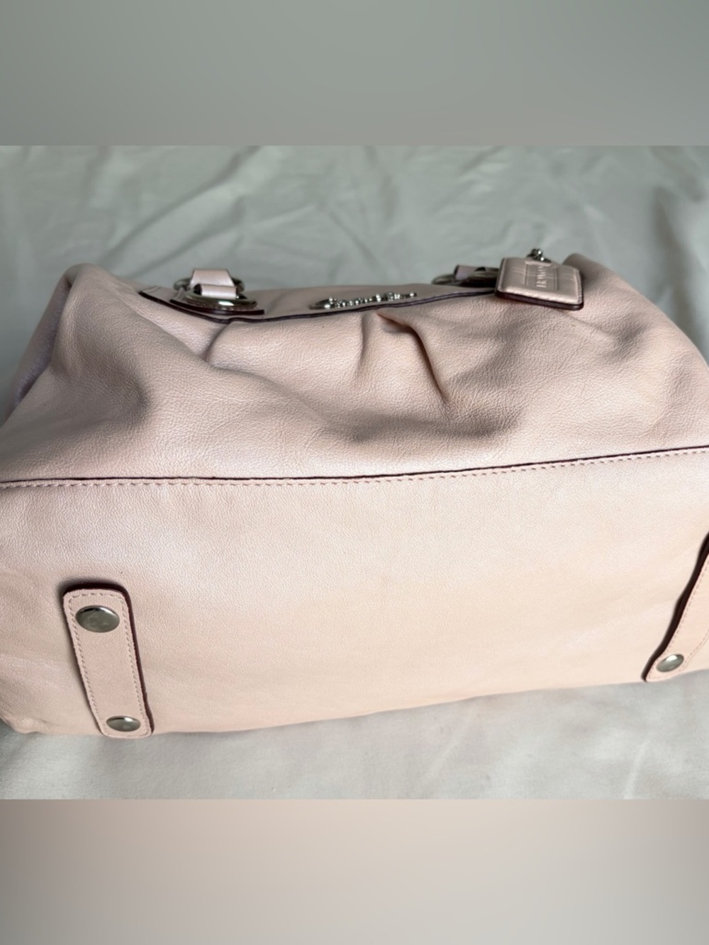 Coach Blush Pink Leather Satchel Shoulder Bag Silver Hardware - Picture 6 of 7